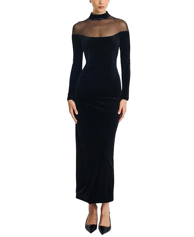 Blair Sheer Mock Neck Maxi Dress - Black - Miss Circle Dresses