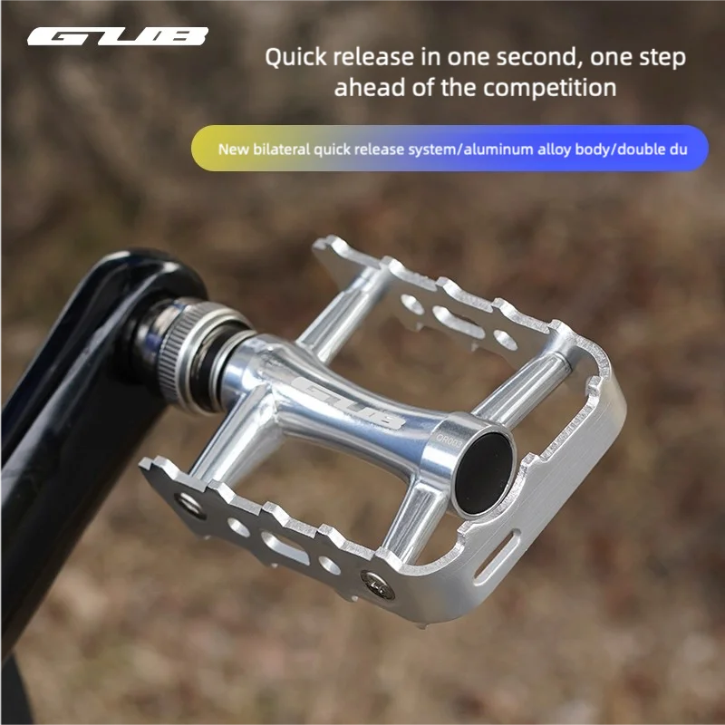 GUB QR003 Pedale per bicicletta Pedale in lega di alluminio a sgancio rapido Pedale per bicicletta da montagna/strada/pieghevole Cuscinetto DU Pedale per bici antiscivolo