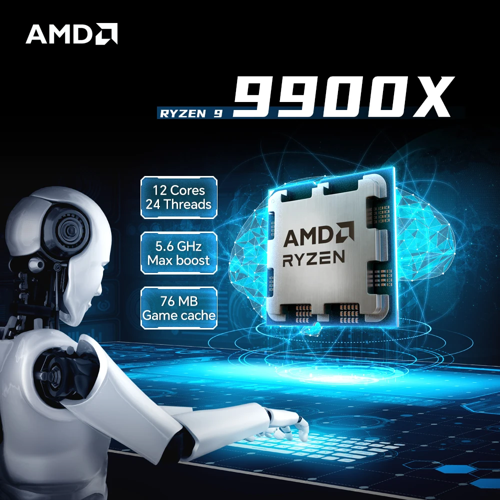 AMD Ryzen 9 9900X 12-Core 24-Thread DDR5 Socket AM5 4NM L3=64M 4.4GHz Processore 120W NUOVO R9 9900X ma senza ventola