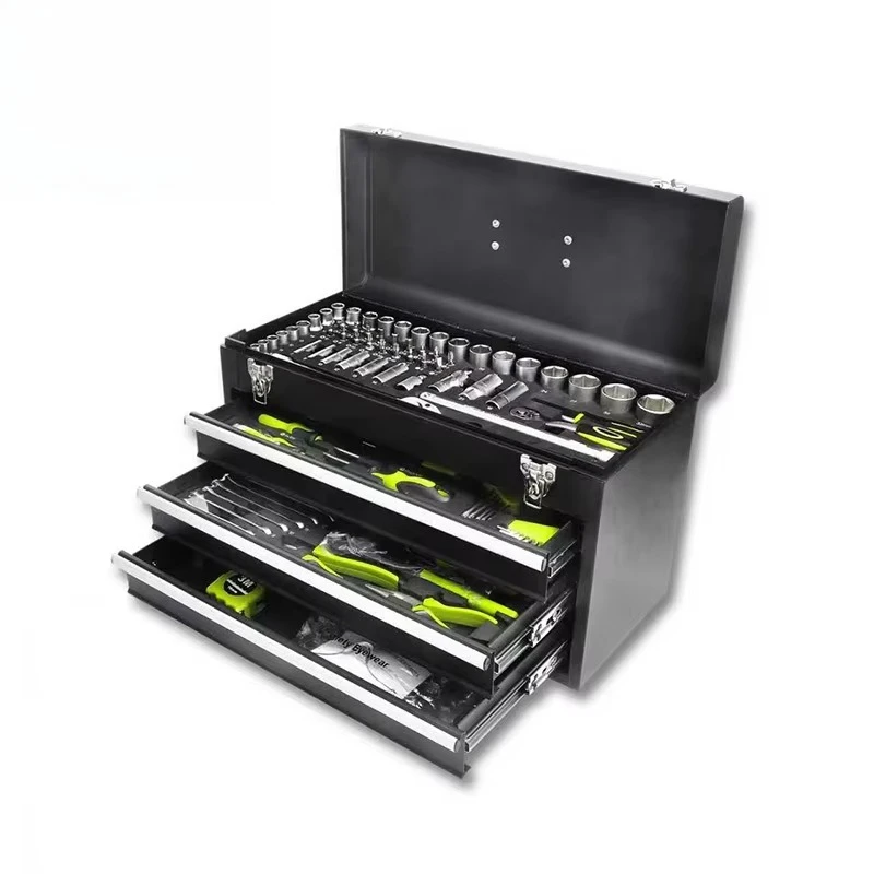 Set di strumenti hardware per riparazione auto portatile con scatola di ferro a quattro strati da 119 pezzi con cassetti OEM impermeabile multifunzionale personalizzabile