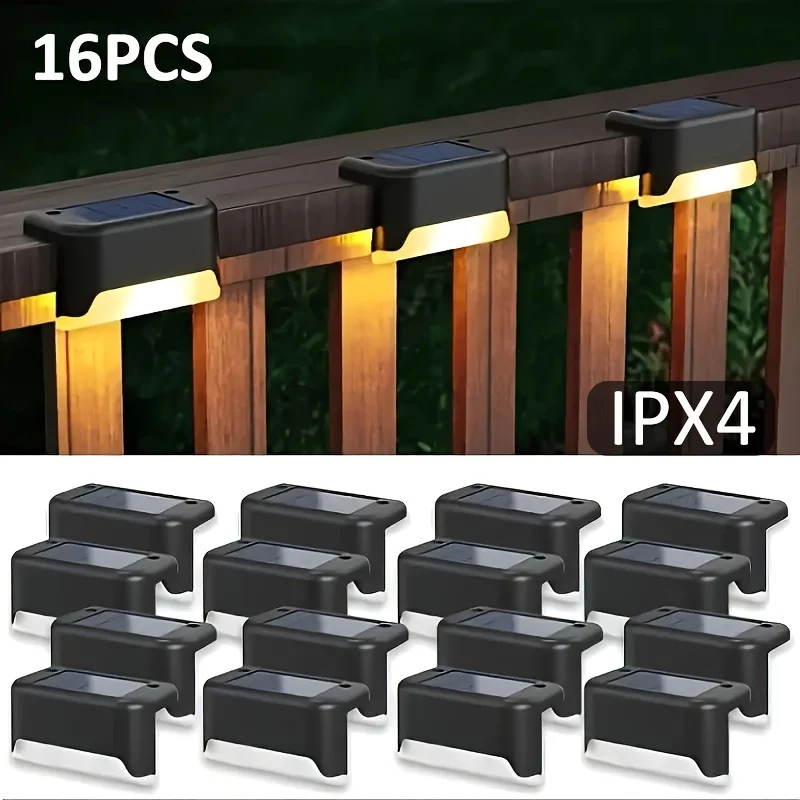4 ~ 16PCs LED Solar Schritt Lampe Pfad Treppe Outdoor Garten Lichter Wasserdichte Balkon Licht Dekoration für Terrasse treppen Zaun Licht