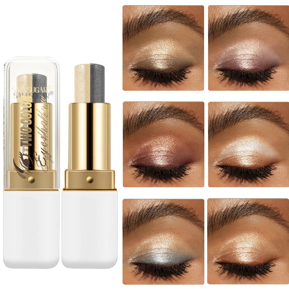 Zweifarbiger Lidschattenstift, allmählicher Wechsel, nicht leicht zu verschmieren, wasserfester Lidschatten mit Perlglanz-Highlight-Pflege Image