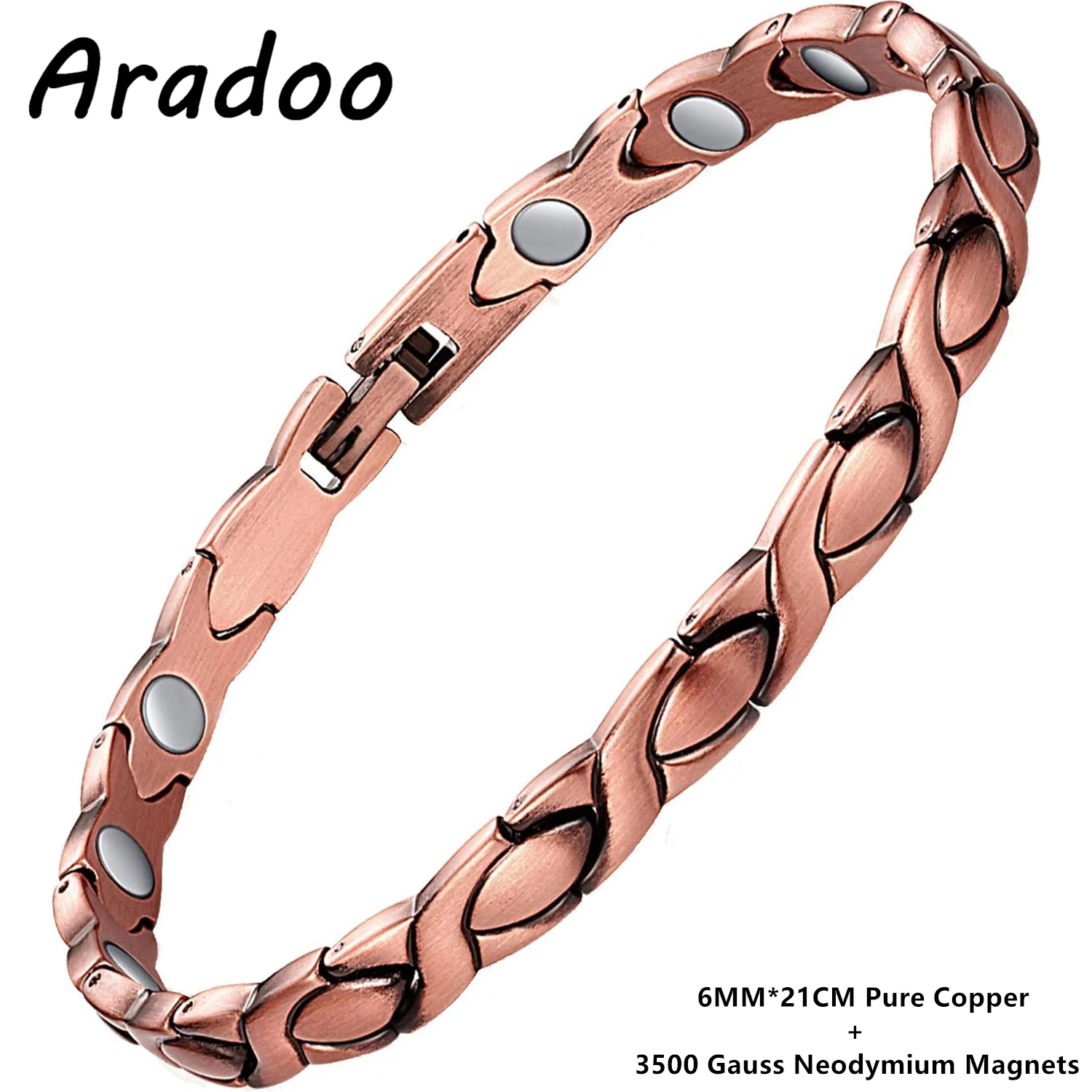 ARADOO Kupfer-Armbänder für Damen, 99,9 % reines Kupfer, magnetisch, verstellbares Armband mit Größenmesswerkzeug, Schmuck, Geschenke