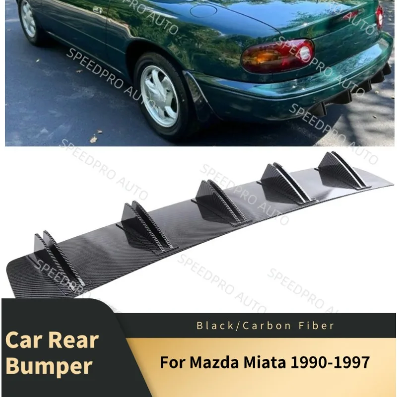 Hinten Diffusor 5 Flossen Shark Stoßstange Splitter Spoiler Lippe Für Miata 1990-1997 Auto Body Kit Zubehör schwarz Image