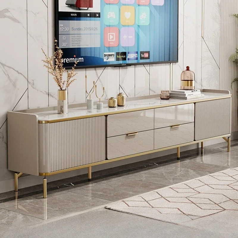 Luxusregale, moderner TV-Ständer, Wohnzimmer, Aufbewahrung, Fernseher, TV-Tisch, luxuriöser Fernsehtisch, Schrank, Unterstützung für Wohnmöbel Image
