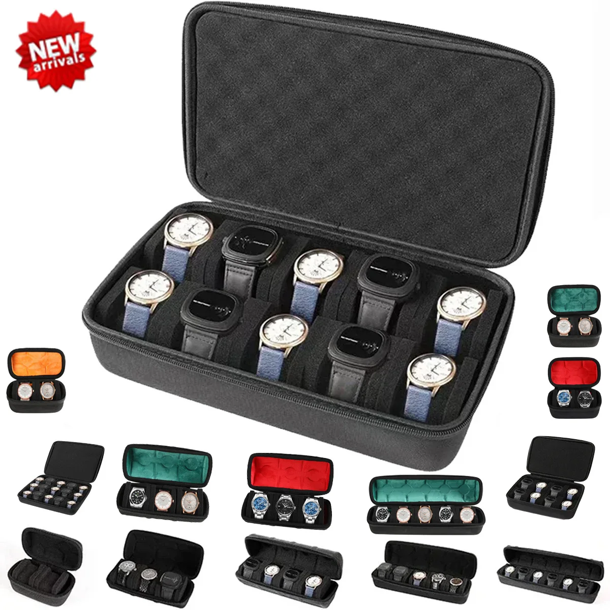 Uhrenbox-Organizer für Damen oder Herren, Uhren-Reisetasche, tragbare Aufbewahrung, Uhren-Display-Halter für Armbanduhren und Smartwatches Image
