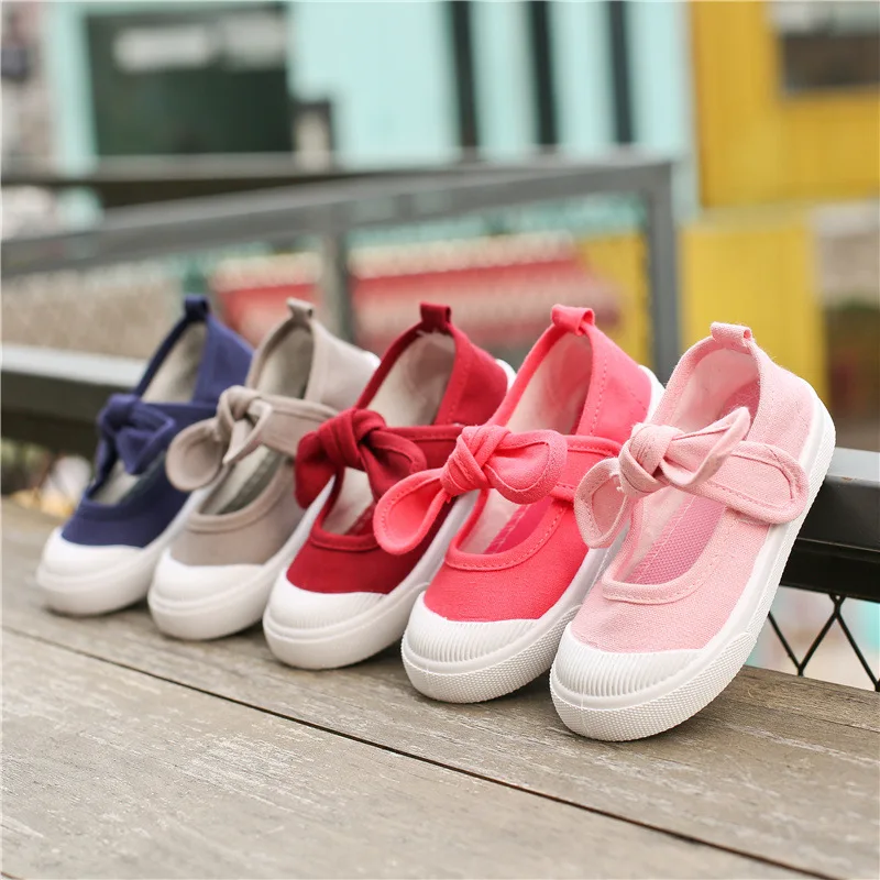 Neue Kinder Schuhe Mädchen Leinwand Schuhe Mode Bowknot Komfortable Kinder Casual Schuhe Turnschuhe Kleinkind Mädchen Prinzessin Schuhe 21-35 Image