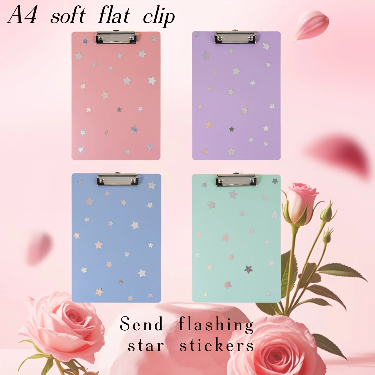 A4-Glitzerstern-Schreibtafel mit Aufhängeclip, Tickethalter, gerader Tafelordner, Morandi Color Series, geeignet für das Büro Image