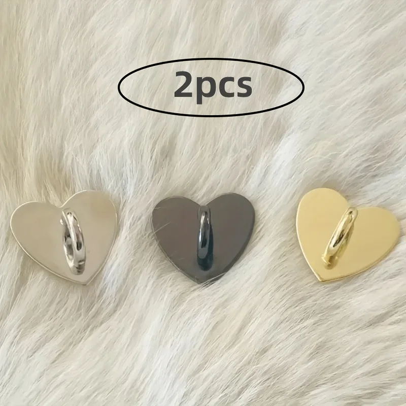 2Pcs Metall Herzförmige Telefon Charme Halter Liebe Herz Telefon Finger Ring Selbstklebende Handy Zurück Ständer Haken Image