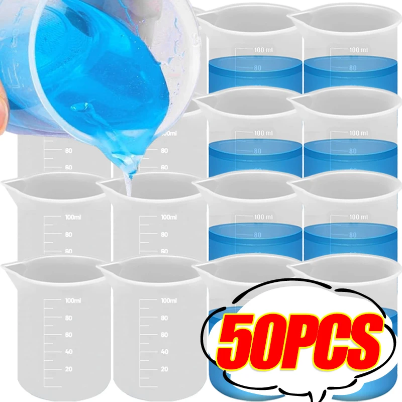 100 ml Kunststoff Messbecher Klare Skala Becher Labor Chemische Messbecher Backen Becher Flüssigkeit Messen Krüge Küche Container Image
