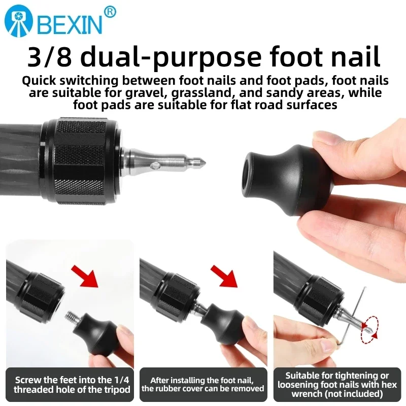 Universal Stativ Fuß Spikes Set 1/4 Zoll Gewinde Edelstahl Stativ Einbeinstativ Beine Füße Ersatzteile Image