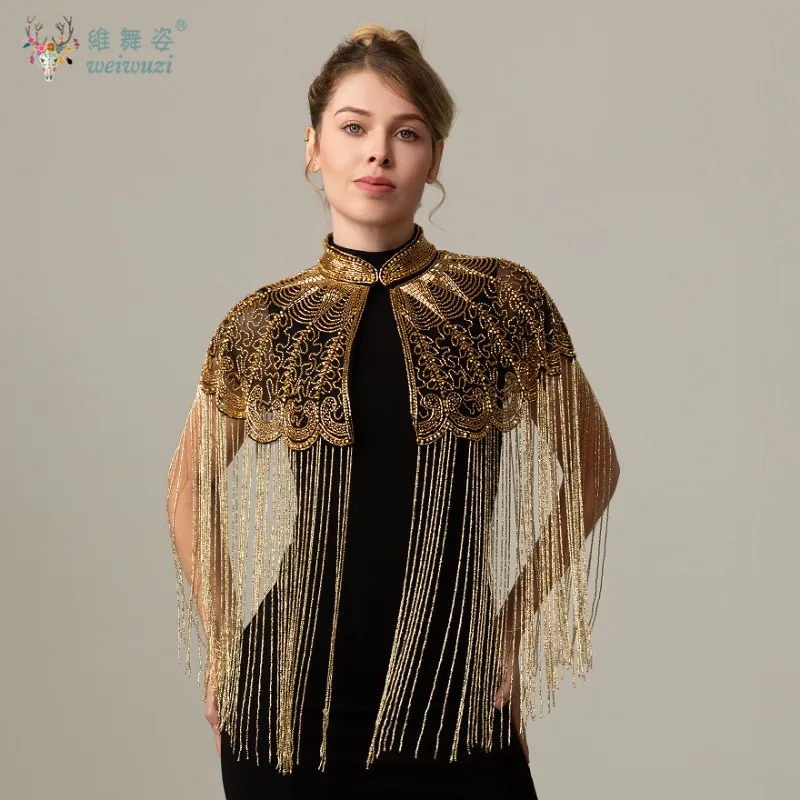 Ballsaal-Abendkleider im Retro-Stil, Accessoires, Schal, Retro-Perlenstickerei, Perlenquaste, Abendkleider, Schal Image