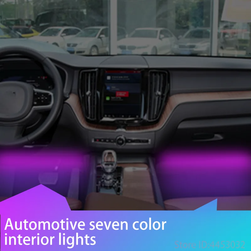 Für volvo s60 v60 s90 v90 neu aufgerüstete led rgb auto fuß umgebungs licht mit usb neon stimmungs beleuchtung hintergrund beleuchtung musik steuerung app Image
