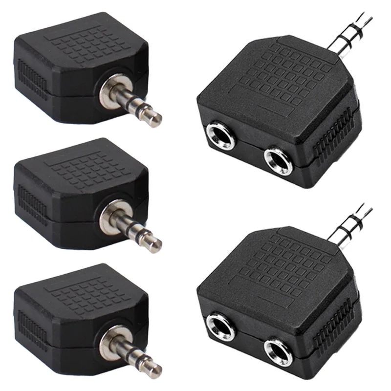 2Pcs Y Splitter Adapter Stecker Stereo 3,5mm Audio Jack Stecker auf Dual 3,5mm Weibliche Doppel Stecker für MP3 Telefon Kopfhörer Kopfhörer Image