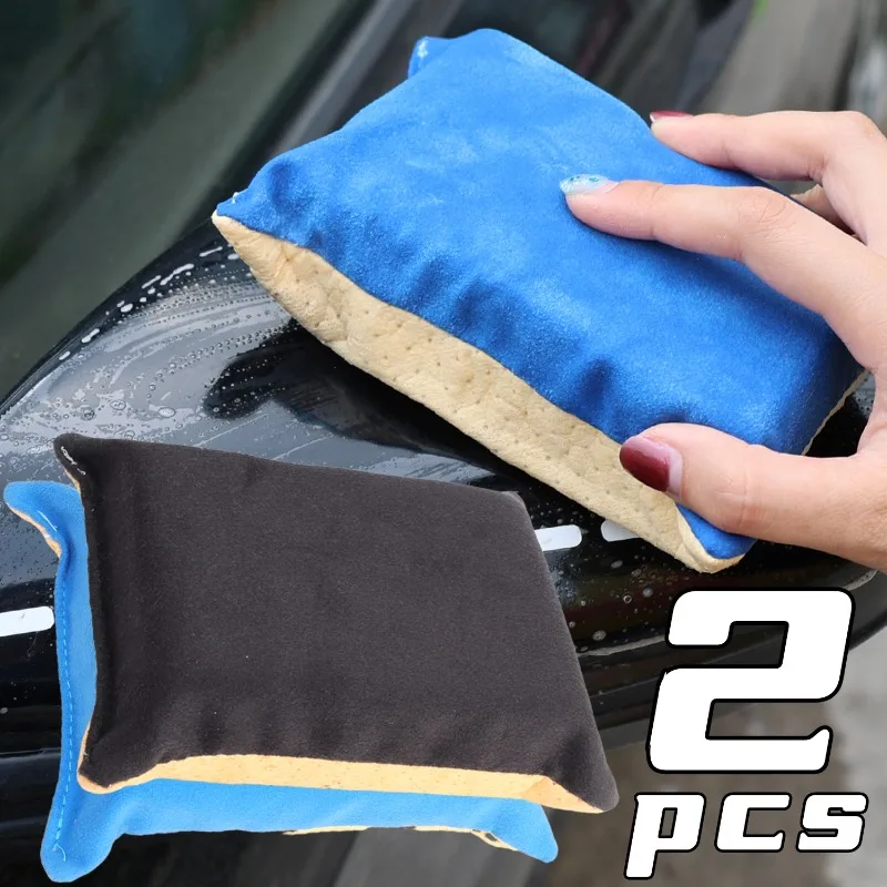 Doppelseitiger Samt-Auto-Reinigungsschwamm-Block, Vliesstoff, superabsorbierendes Mikrofaser-Material, Fenster-Defogger, Spiegel-Reinigungswerkzeug Image