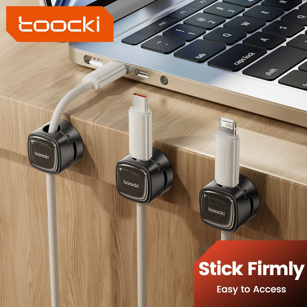 Toocki LX06 Kabel-Organizer, magnetische Kabelklemmen, 6/12 Stück, für Handy-Kabel, Steckdosenleiste, Tastatur, Ohrhörer, Magnet-Kabelwickler Image
