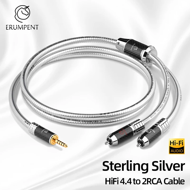 HiFi 4,4 mm auf 2 RCA Stecker symmetrisches Audiokabel Hi-End Sterling Silber 2,5/4,4 mm Klinke auf 2 RCA Kabel für Kopfhörer-Lautsprecher-Verstärker Image
