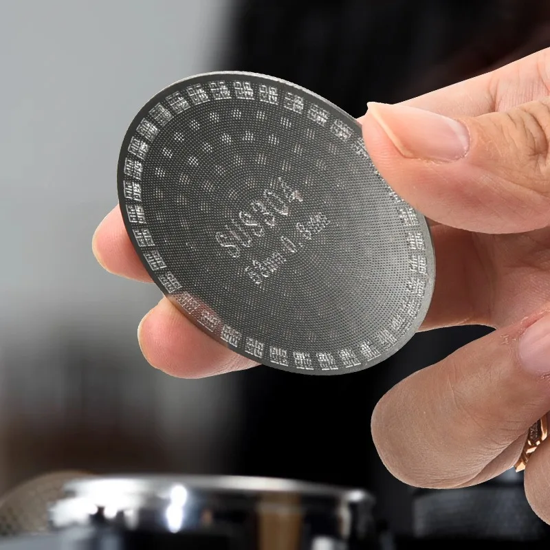 Doppelschichtiger Kaffeefiltersieb, 304 Edelstahl Metall hitzebeständiger Kaffeesieb 51/53/58 mm Espressomaschinen-Zubehör Image