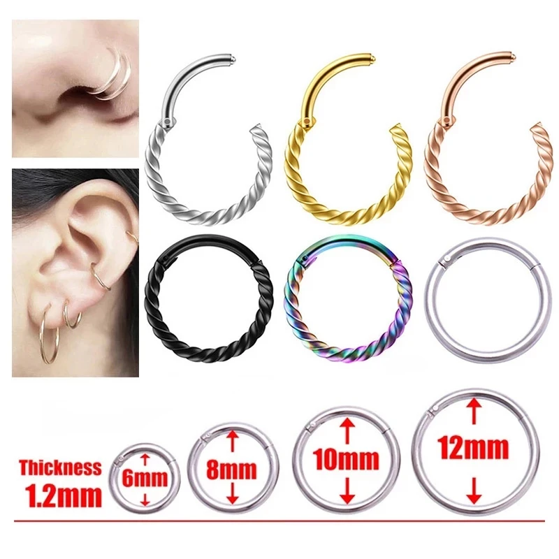 1 Stück 16G Chirurgenstahl Klappsegment Clicker Ring Nase Septum Helix Knorpel Daith Twist Hoop Piercing Ohrring Image