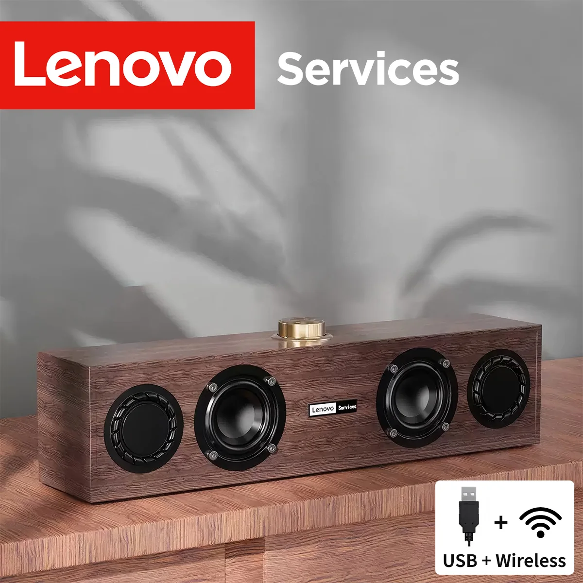Lenovo C02 Haut-parleur multimédia Haut-parleur Bluetooth Haut-parleur double mode filaire/Bluetooth Haut-parleur rétro Caisson de basses universel pour ordinateurs TV et téléphones mobiles