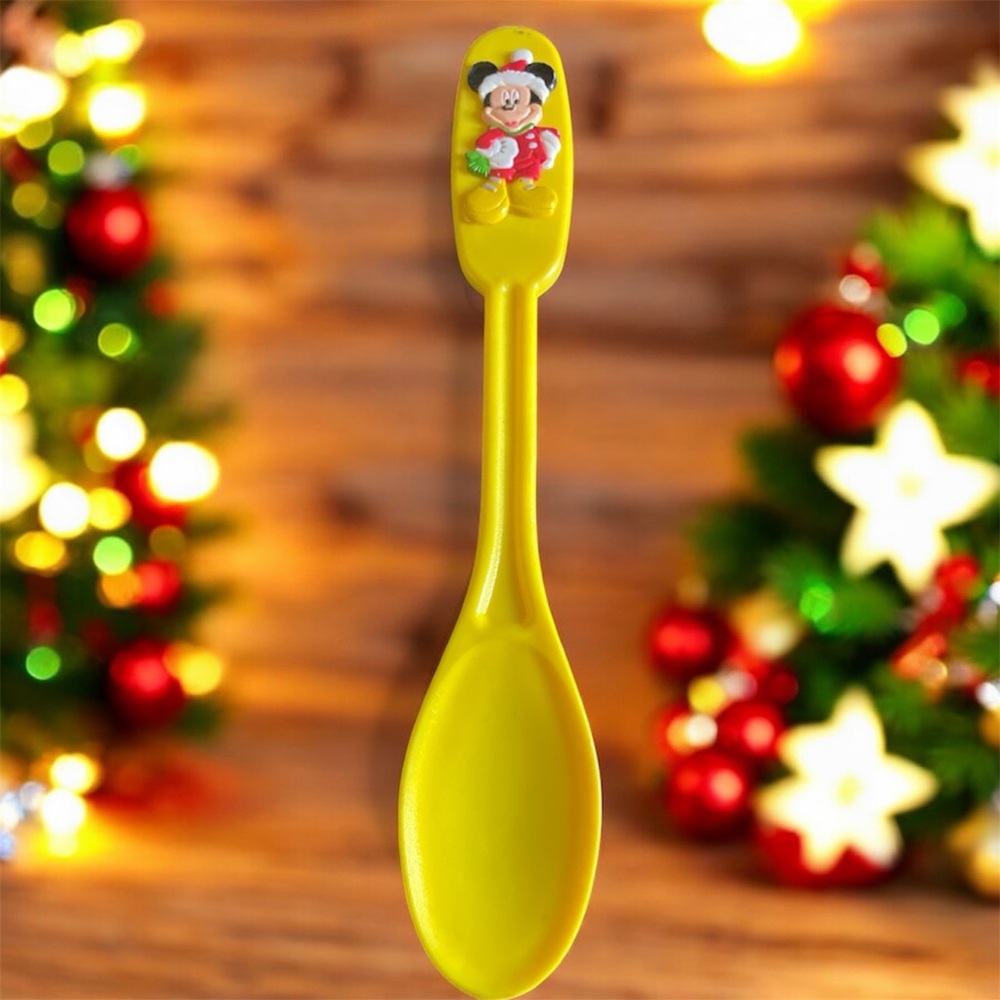 Disney Dining | Vintage Disney Mickey Mouse Christmas Yellow Souvenir 9” Collectible Spoon | Color: Red/Yellow | Size: 9”L X 1 1/2”W