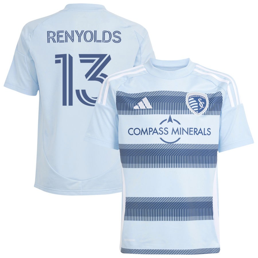 Justin Renyolds Youth adidas Light Blue Sporting Kansas City 2025 One KC Replica Custom Jersey