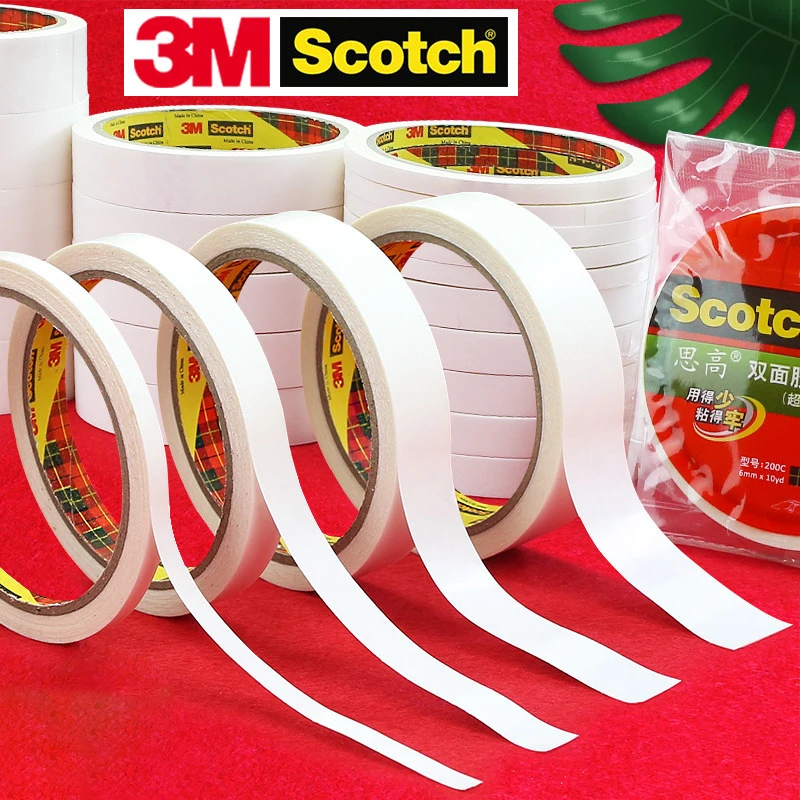 Nastro Biadesivo 3M Scotch 200C Economico, Larghezza 6/12/18/24Mm, 10Y, Nastri Adesivi Biadesivi ad Alta Viscosità