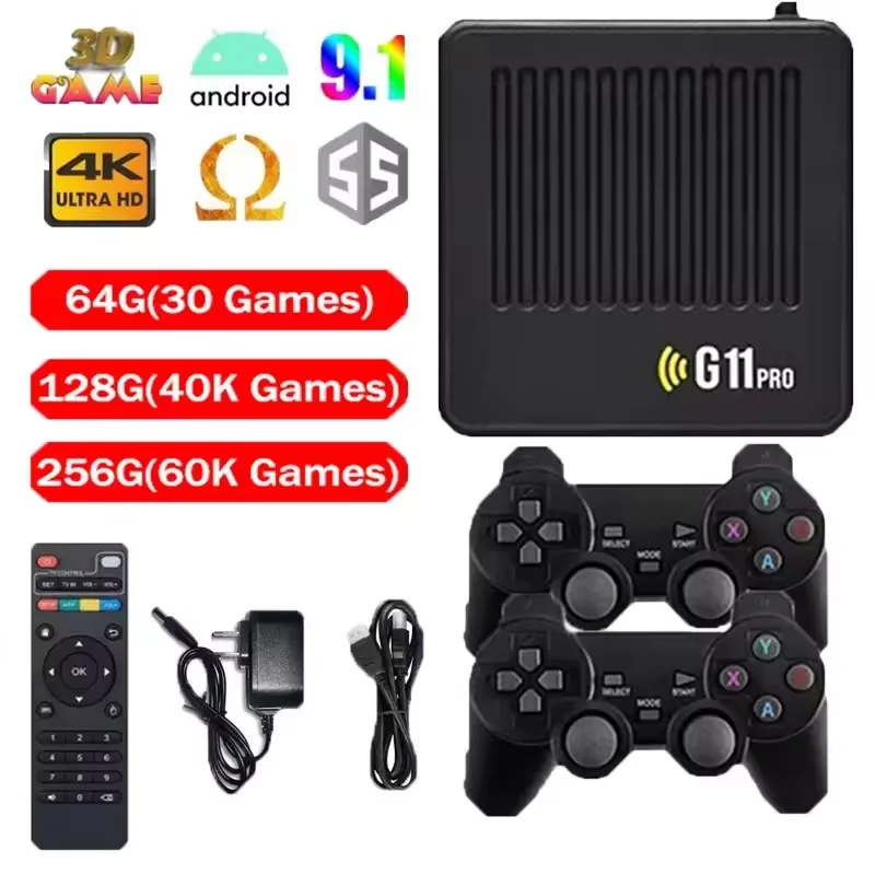 G11 Pro Game Box 4K HD TV Game Stick, Console Portatile con 256G di Memoria Integrata, 60000+ Giochi Retro, Console per Videogiochi con Gamepad Wireless
