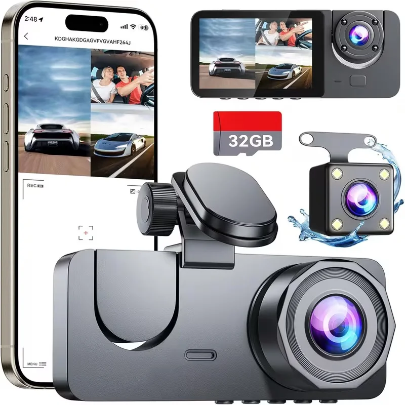 Dreifach-Linsen-Dashcam 2,1 Zoll 1080P Full HD Auto-WLAN-App-Steuerung G-Sensor Autokamera-Rekorder Optional GPS Parküberwachung Image