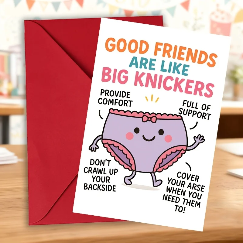 1 Stück lustige BFF-Geburtstagskarte: Beste Freunde sind wie große Unterhosen! Humorvolle Schwesternschafts-Grußkarte, Scherzartikel, Cartoon-Papierkarte Image