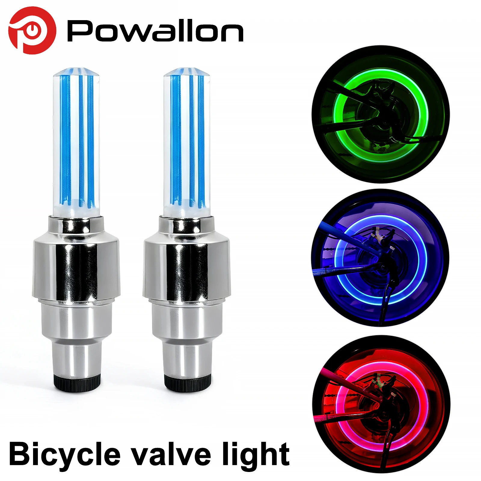 2/4 Stück wasserdichte LED-Neon-Blitz-Ventilkappenleuchten (Blaues Licht nicht vorrätig, bitte keine Bestellung aufgeben) Image