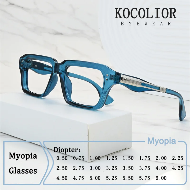 Neue Marke Design Platz Legierung Rahmen Myopie Gläser Rezept Photochrome Anti Blau Licht Frauen Kurzsichtig Brillen 0 bis -6,00 Image