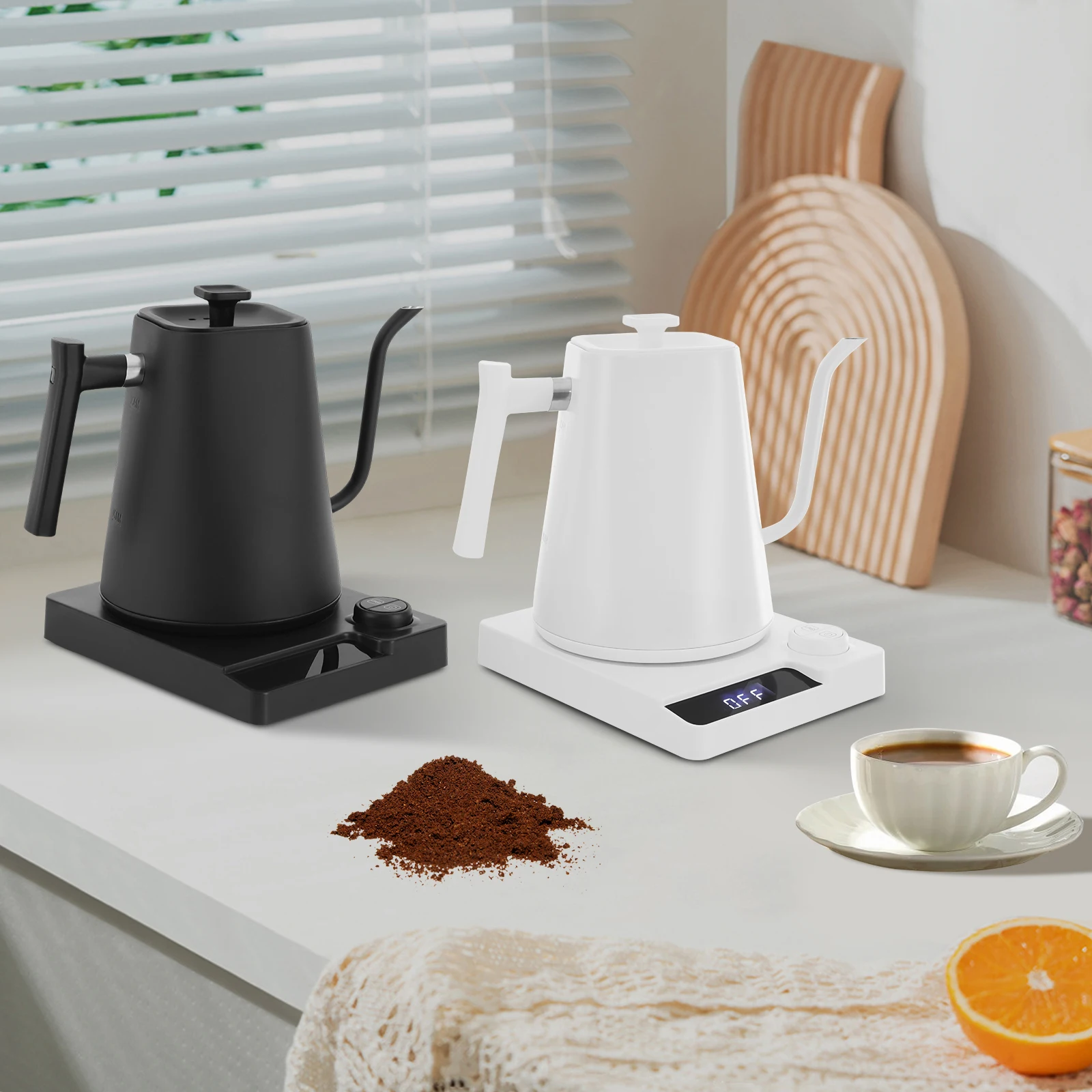 1200W Elektrischer Teekessel, 1L Wasserkocher mit LED-Anzeige ℃ / ℉ Elektrischer Wasserkocher für Zuhause, Büros, Hotels Image