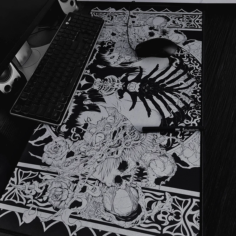 Gothic Punk Lolita Mauspad Gaming Schreibtischunterlage mit Cyber Design Rutschfestes Gummi für dunkle ästhetische PC-Zubehör Image