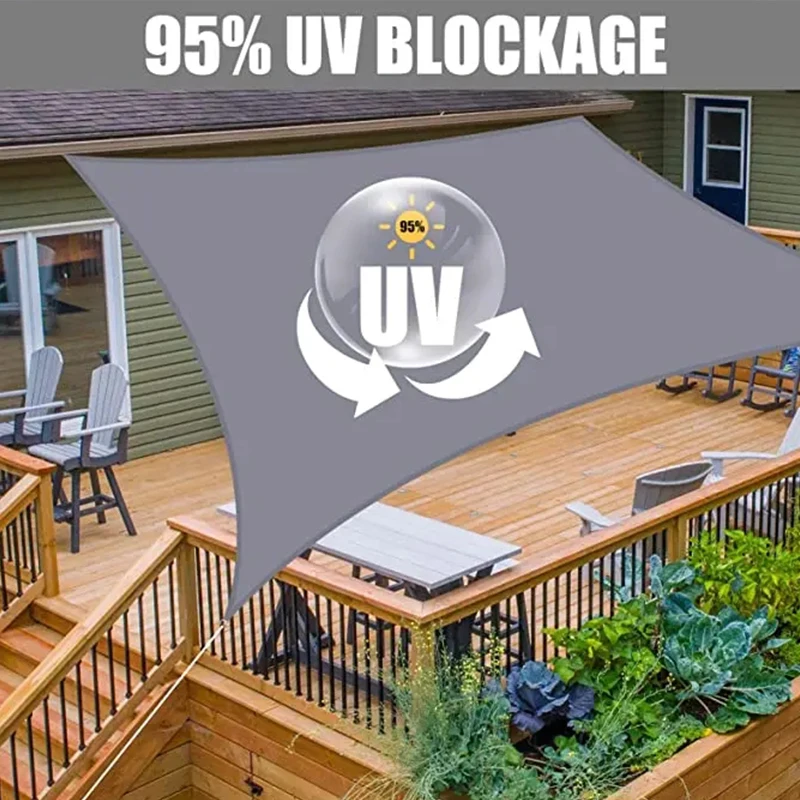 Markise, Sonnenschutz, Segel, wasserdicht, Beige, Polyesterfaser, 95 % UV-beständig, für Garten, Auto, Außenterrasse, Camping, Zelt, Baldachin, Pavillon Image