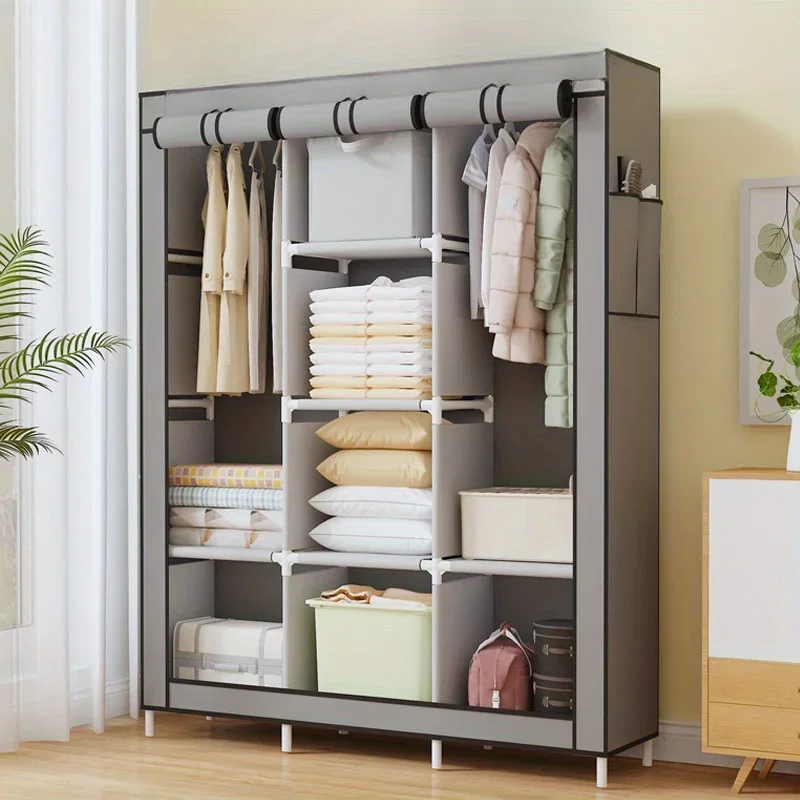 Großer Kleiderschrank, staubdichter Kleiderschrank, bodenstehender Stoff-Kleiderschrank, mehrschichtiger Organizer, Schrank, großes Fassungsvermögen, Schlafzimmer-Aufbewahrung