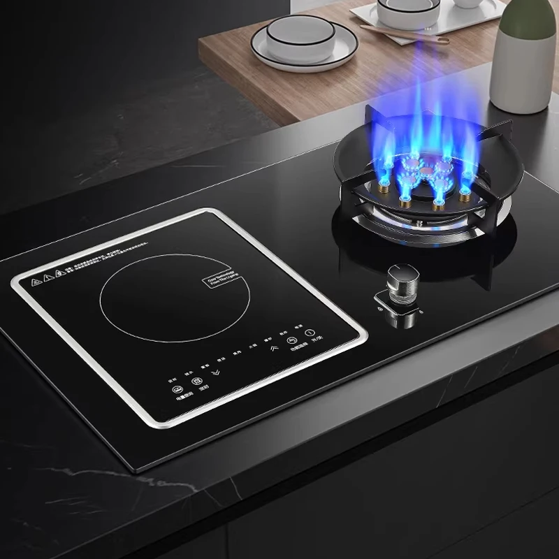Gasherd und Induktionskochfeld Kombination Einbau-Kochfeld mit Timer Energiesparend Küche Hochleistungsherd Split-Typ Elektrisches Keramikkochfeld Image