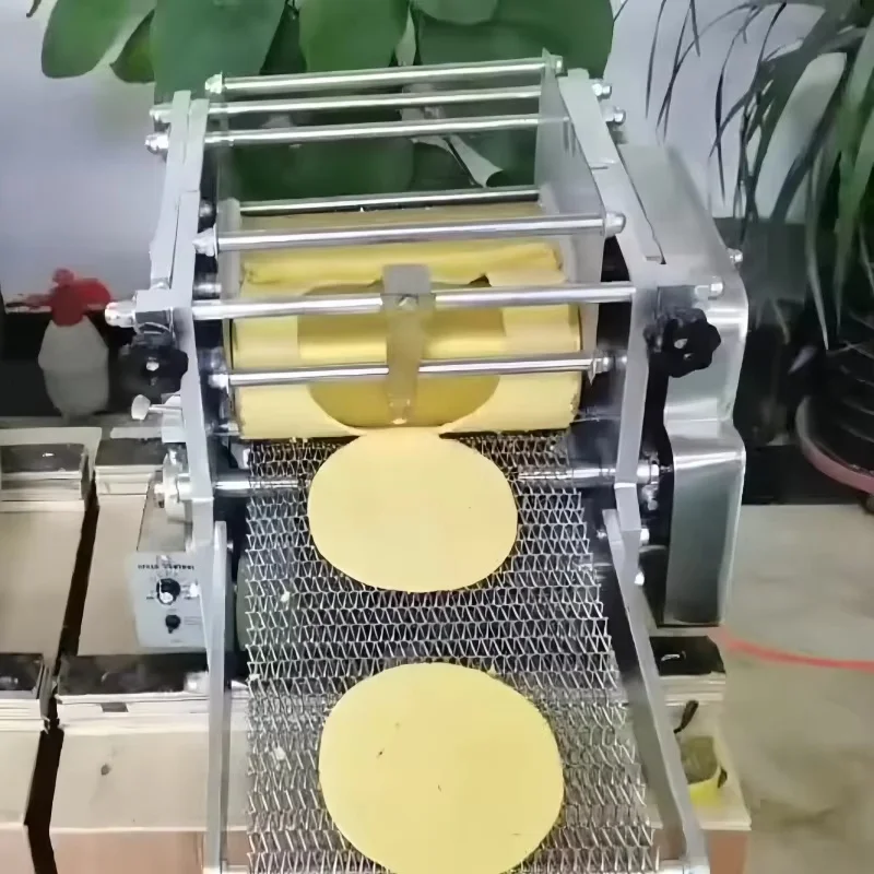 Vollautomatische Industrielle Mehl- und Mais-Tortilla-Maschine, Taco- und Roti-Hersteller, Brot- und Getreideprodukt-Pressmaschine, Tortilla-Herstellungsmaschinen Image