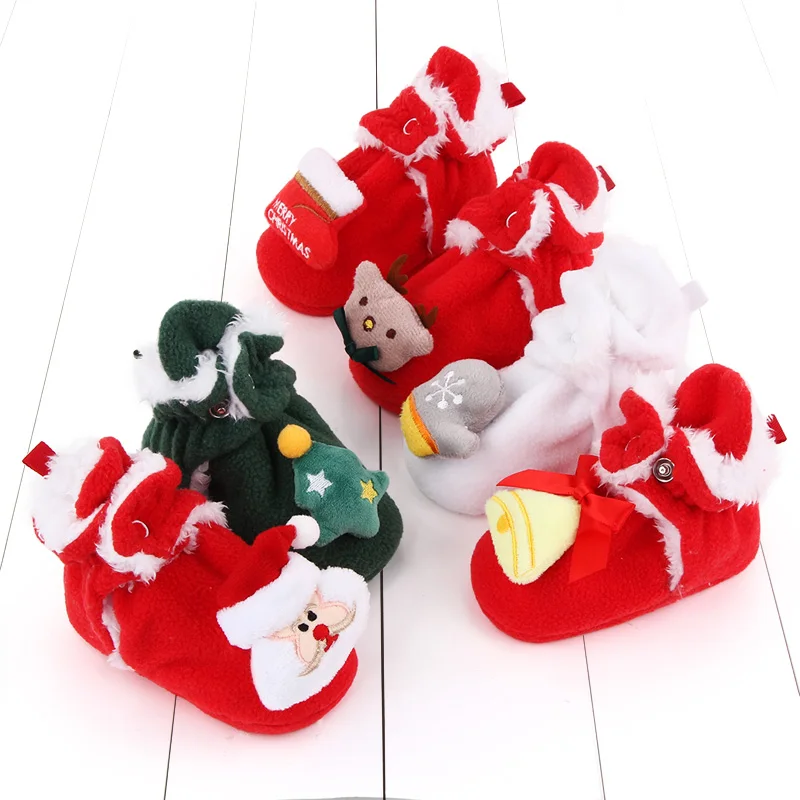 2023 neue Design Herbst Winter Weihnachten Baby Kleinkind Schuhe Unisex Weiche Sohle Cartoon Baumwolle Warme Nette Kleinkind Schuhe Für 0-18 M Image