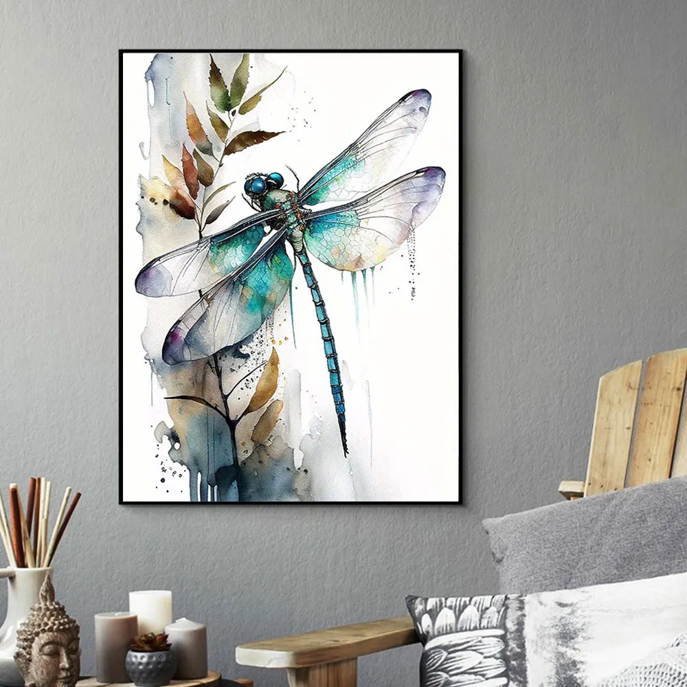 Dragonfly Canvas Scrawl Painting Farbige Zeichnungen Poster Hochauflösende Drucke Wandkunst Bilder Cuadros für Wohnzimmer Image