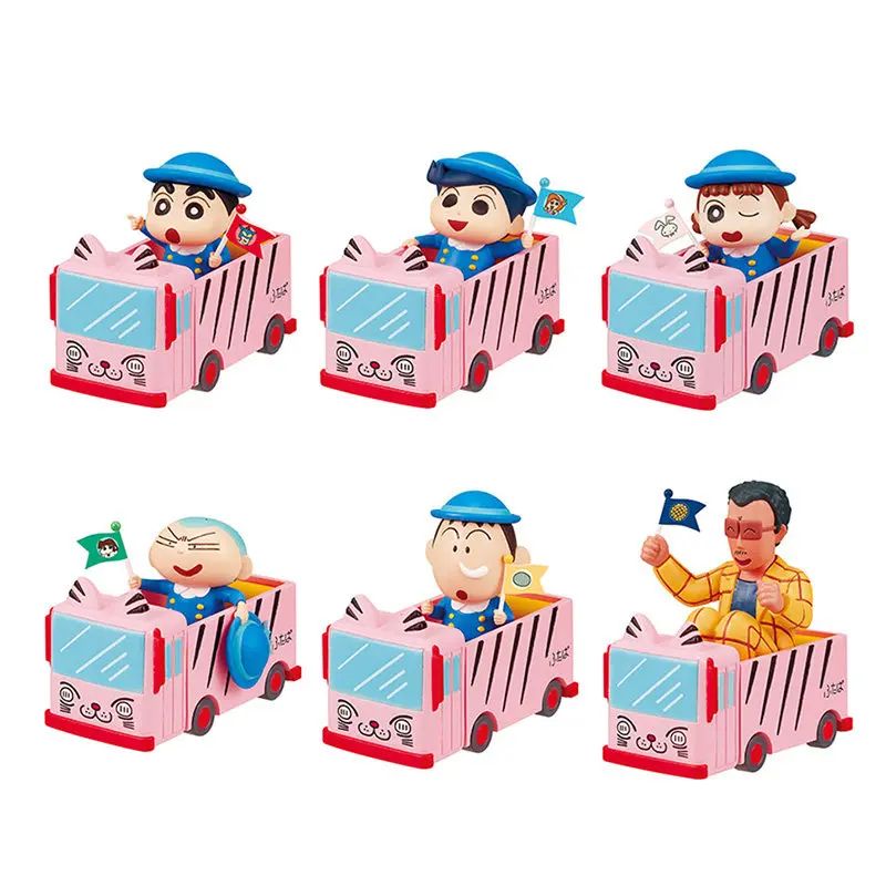 REMENT Crayon Shinchan Blind Box Spielzeug Miniatur-Szene Schulbus Kleiner Zug Actionfigur Puppen Spielzeug Kindergeschenke Image