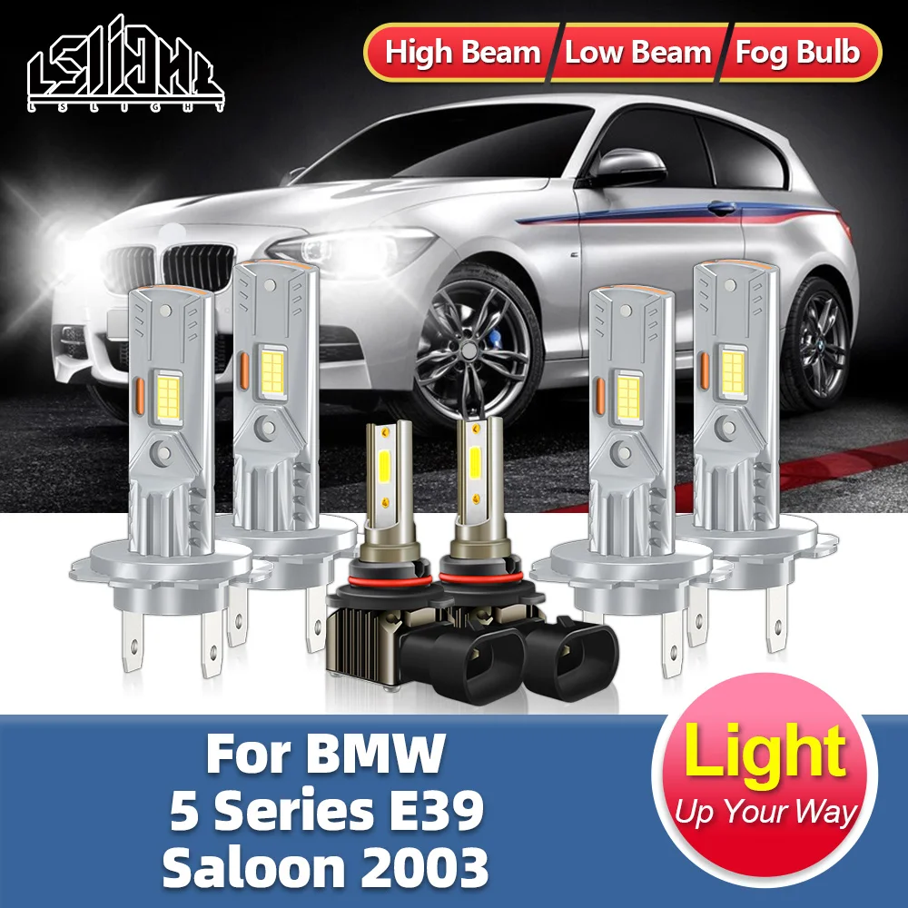 2/6Pcs Für BMW 5 Serie E39 Saloon 2003 LED Auto Scheinwerfer Birne 30000LM Hohe Abblendlicht scheinwerfer 6000K Nebel Lampe zu Ersetzen Halogen Image