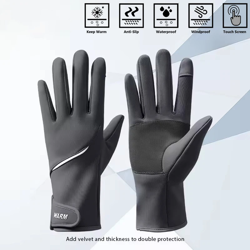 Warme Samthandschuhe für Unisex, Winter, Outdoor, Radfahren, warmes Futter, Skihandschuhe, multifunktionale Anti-Rutsch-Handschuhe mit Touchscreen Image