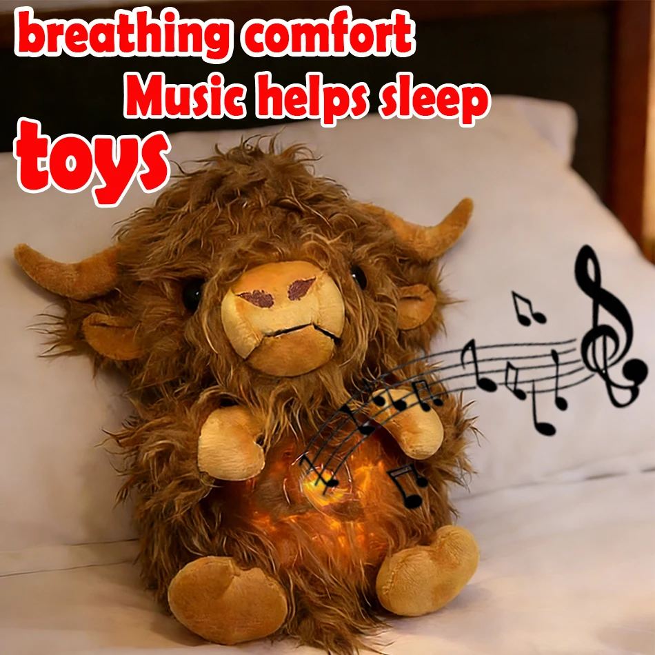 Anime CYISONAL Highland Yak Plüschpuppe Atemberaubendes Beruhigungsspielzeug für Kinder Anime Baby Musik-Licht-Schlafspielzeug Kindergeburtstag / Festtagsgeschenk Image