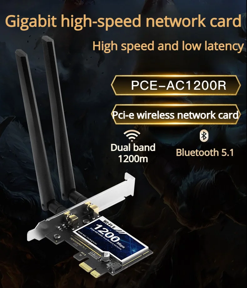 Wifi 5 AC1200 PCIE Wireless Adapter Bt4.0 Dual-Band 5G Wifi Adapter Bluetooth Netzwerkkarte Desktop Laptop Windows 7/8/10/11 Image