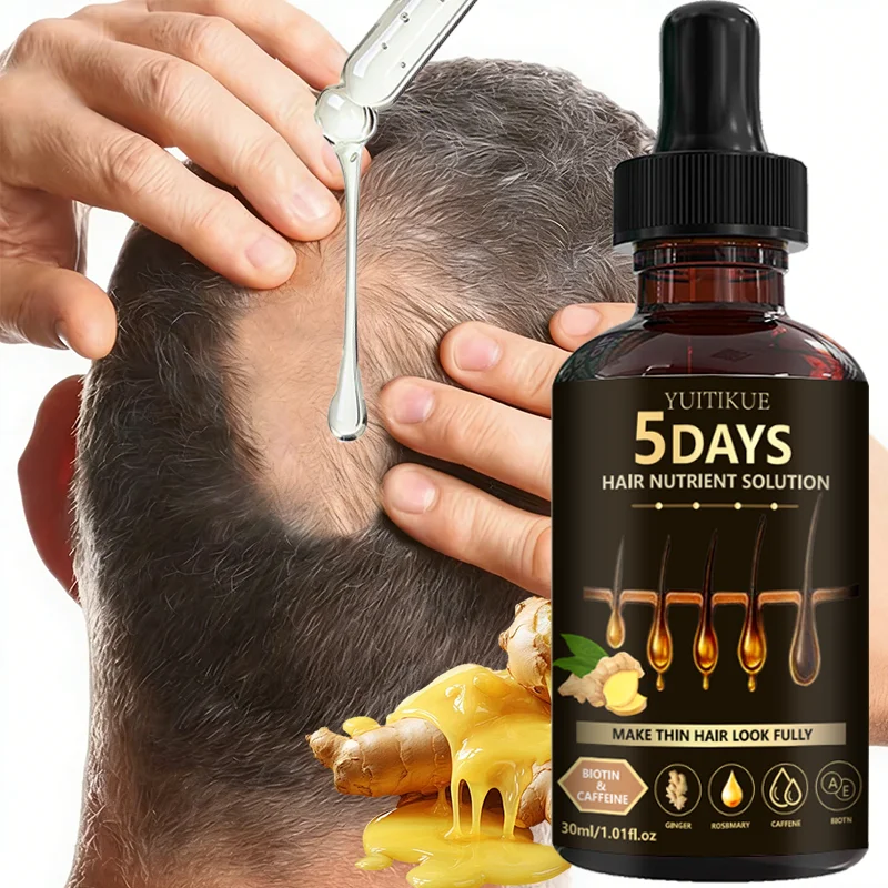 YUITIKUE 5-Tage Haarwuchsserum - Biotin & Koffein Haarnährstofflösung mit Ingwer & Rosmarin für Dickeres Volleres Haar Image