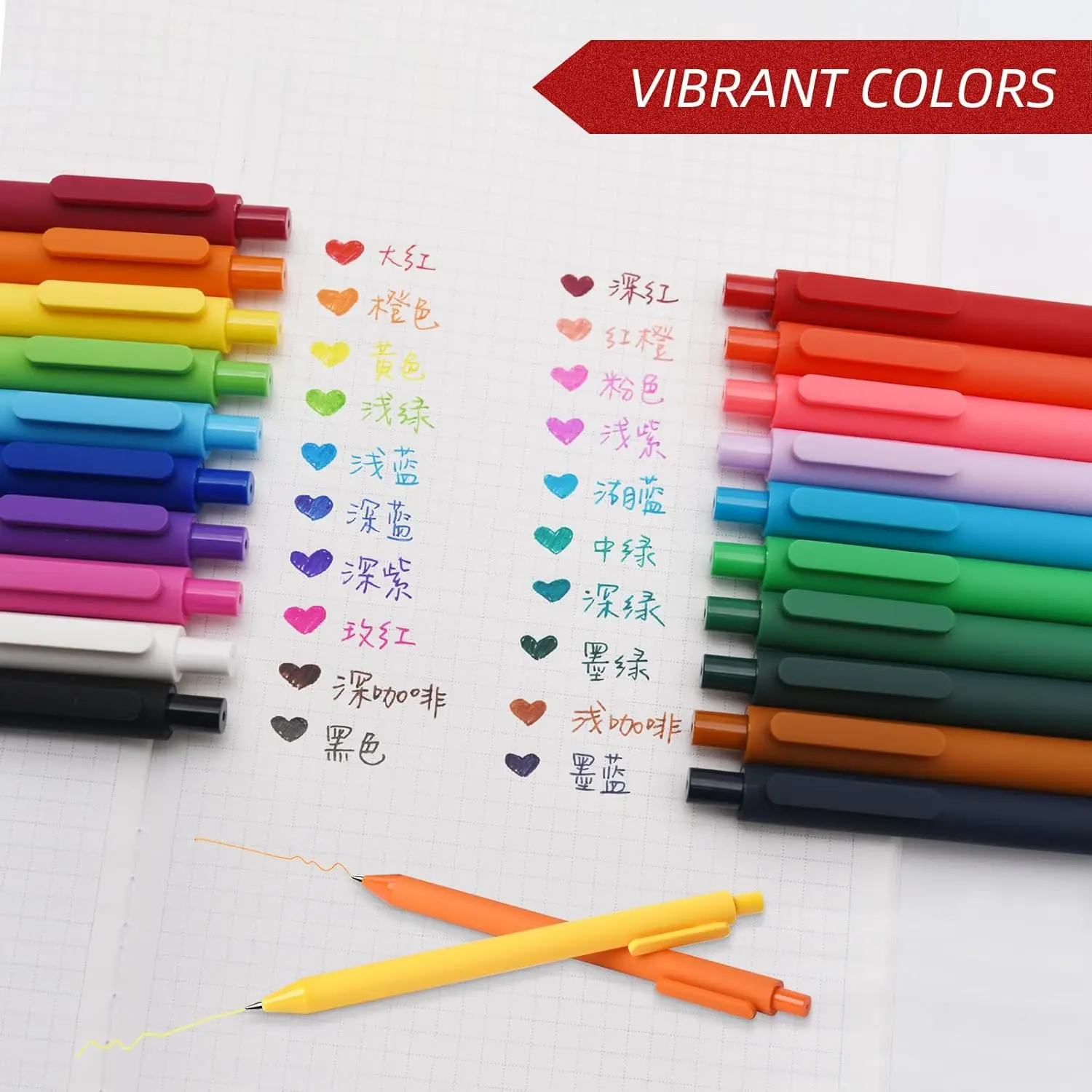 Kaco Pure Color Gel Pen 0,5mm 20-Farben-Set Mehrfarben-Tinte Feins pitze Plaid griff Schnellt rockn ender Stift für Notizen Image