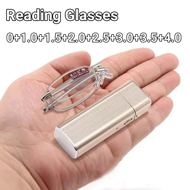 Mini-Falt-High-Definition-Presbyopie-Brille, modische transparente Linse, tragbare ultraleichte Lesebrille für Männer und Frauen Image