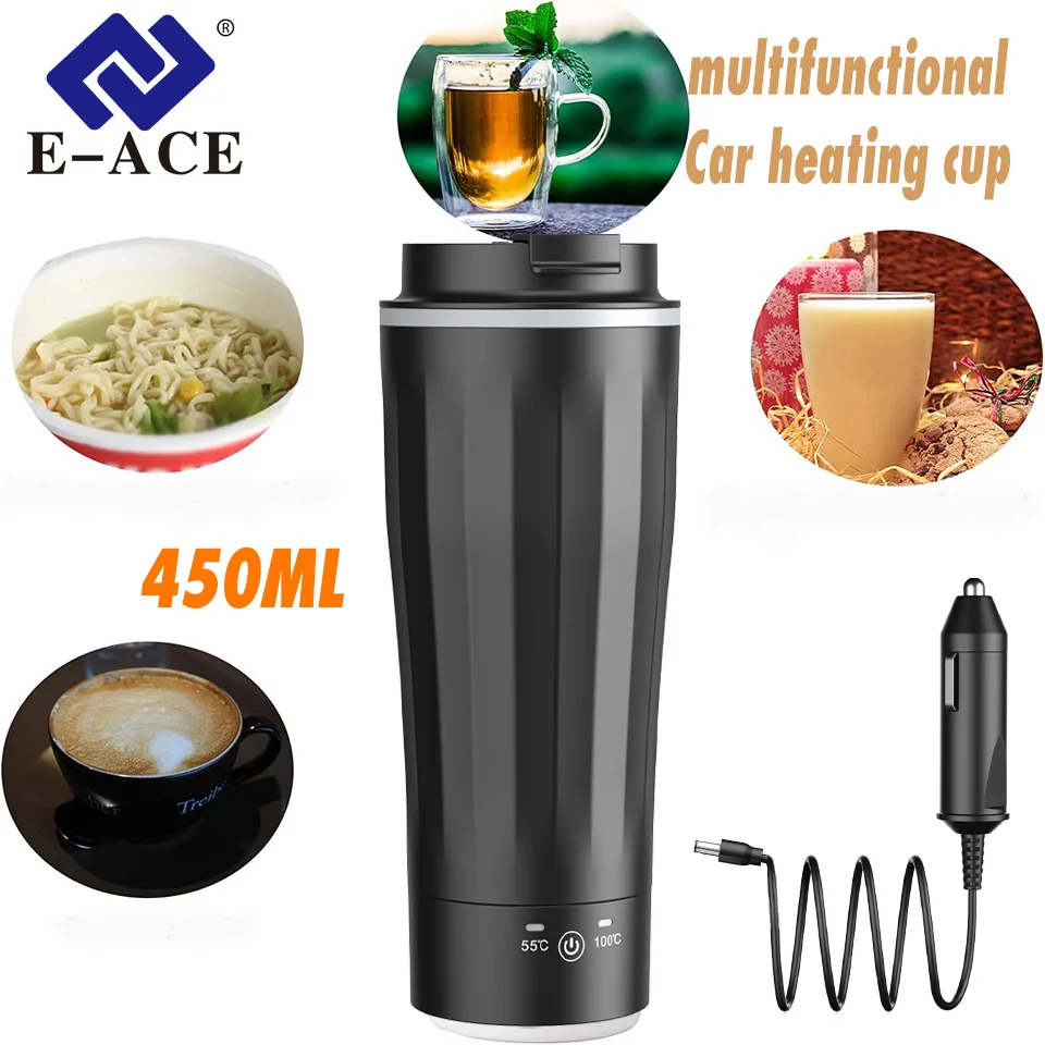 Auto Heizung E-ACE 12V 24V Tragbare 450ML Becher Smart Kaffee Reise Tasse Variable Temperatur Control display Mit Anti-Spill Wasserkocher Image
