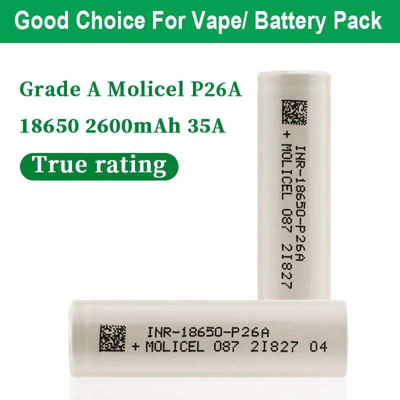 Original Molicel P26A 18650 2600 mAh 35A 3,7 V Batterie Hohe Entladung INR18650 Akku Für Flashlighter Box Mod Image